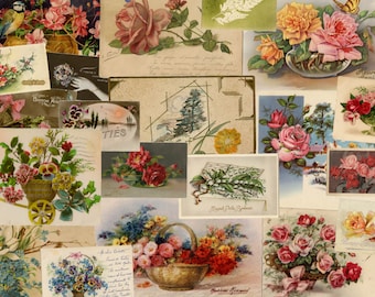 Vintage French Flower Postcards: Printable Junk Journal Ephemera (Digital Download)