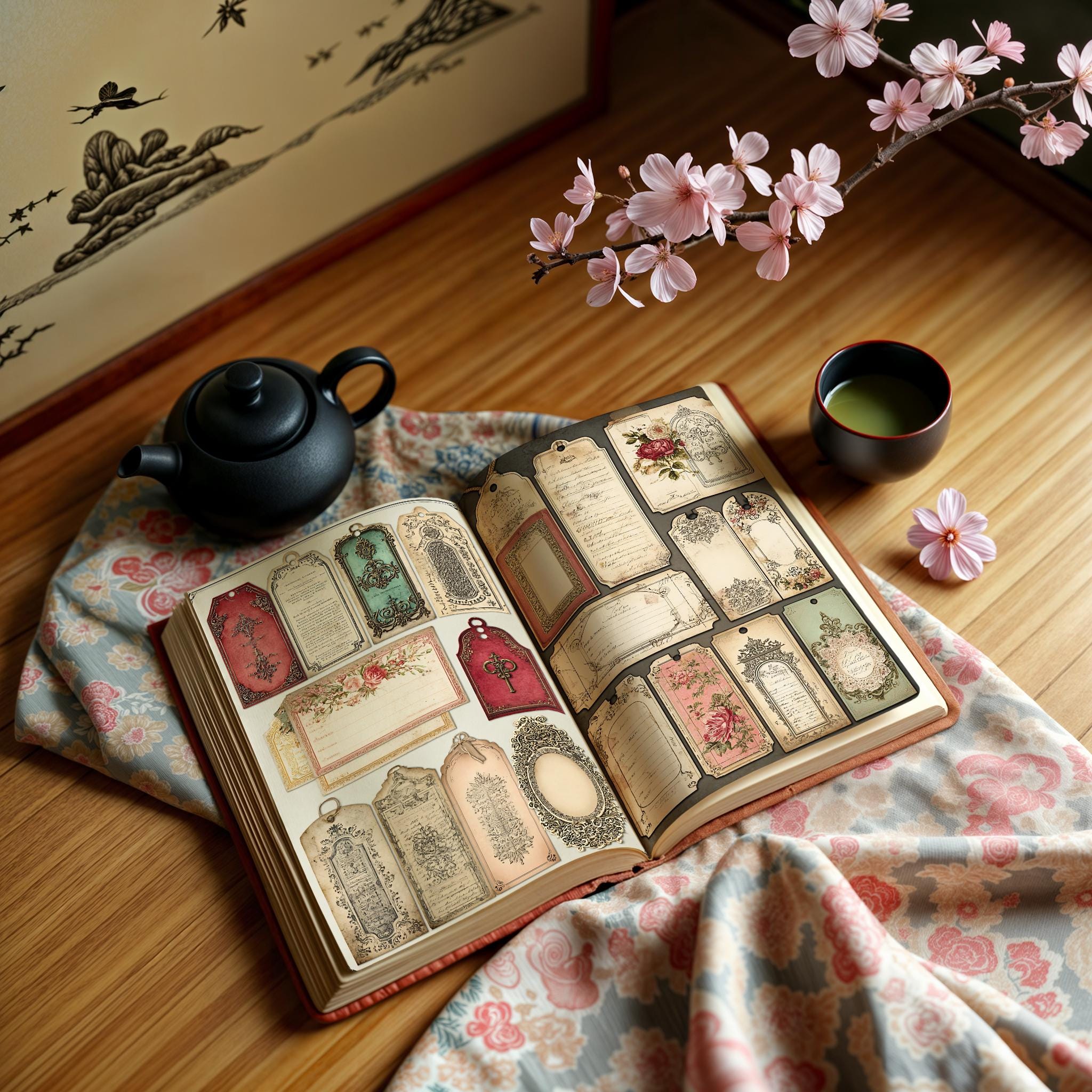 Vintage Junk Journal Tags Ephemera Kit, Shabby Chic Scrapbook Elements ...