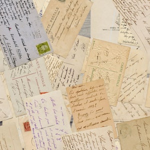 Set di cartoline d'epoca francesi stampabili - 40 cartoline effimere scritte a mano da scaricare immediatamente, vecchie cartoline per scrapbooking e artigianato