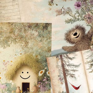 Hygge Happy Living Junk Journal Seiten - Druckbare Ephemera, Botanische Cottage Kern Kunst, Digitales Dankbarkeitsjournal, wunderliches Scrapbookpapier