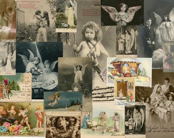 Vintage Angel Postcards - Printable Ephemera for Scrapbooking (Digital Download)