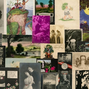 Cartoline vintage di mezza estate, effimeri di diario spazzatura, biglietti floreali antichi per la collezione di artigianato e scrapbooking
