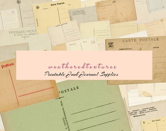 40 Vintage Postcards: Printable Ephemera Collage Sheets (Digital Download)