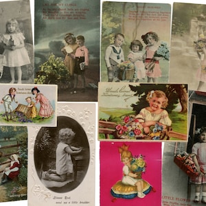 Vintage Children&#39;s Postcards: Printable Ephemera Pack (Digital Download)
