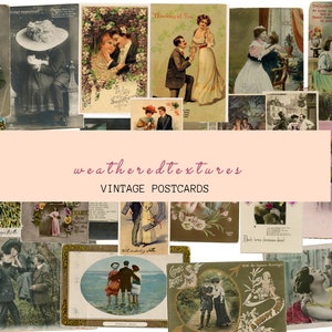 20 Vintage Postkarten Paare Liebende Digitaler Download, Romantische Postkarten, Paare Liebende Journaling Karten, Vintage Paare Kit 11