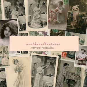 Cartes postales françaises imprimables, Junk Journal vintage femmes, 20 photos vintage de femmes françaises, Junk Journaling Ephemera,
