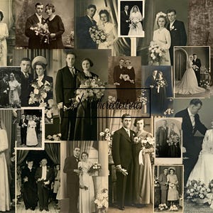 Vintage Hochzeitsfotos, Braut und Bräutigam, Junk Journal Kit, Antique Ephemera digital, SOFORTIGER DOWNLOAD, 20 druckbare JPG Dateien