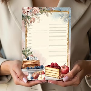 Printable Recipe Writing Pages 24 Sheets -  Cookbook Templates for Commercial Use, Kitchen Recipe Journal Inserts