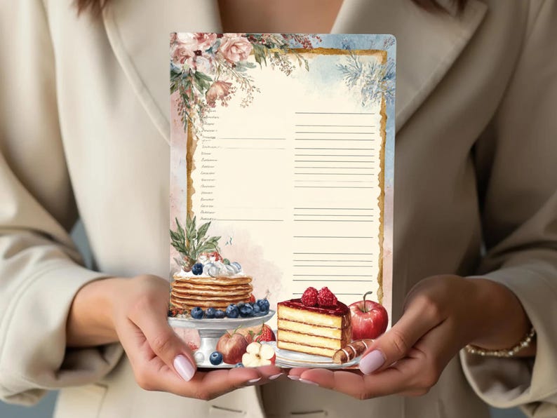 Printable Recipe Journal Pages: 24 Cookbook Templates for Commercial ...