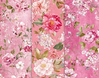 Rosa Blumen Papier Set: Scrapbooking & Kartenherstellung (Digitaler Download)