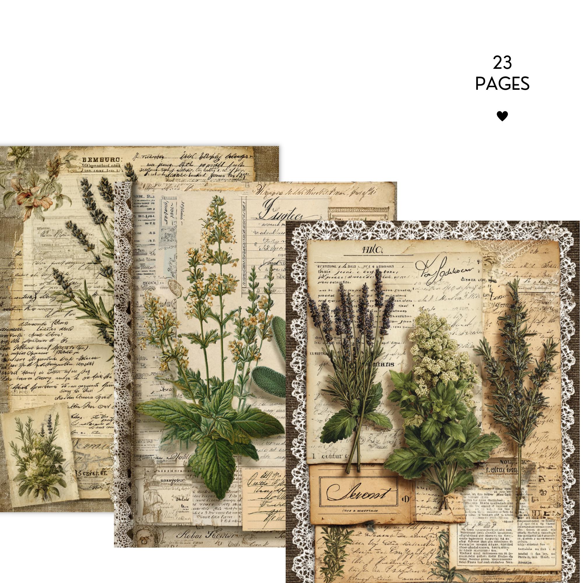 Vintage Botanical Junk Journal Pages: Printable Ephemera (digital ...