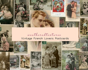Vintage Romance Postcards: Lovers Ephemera Art (Digital Download)