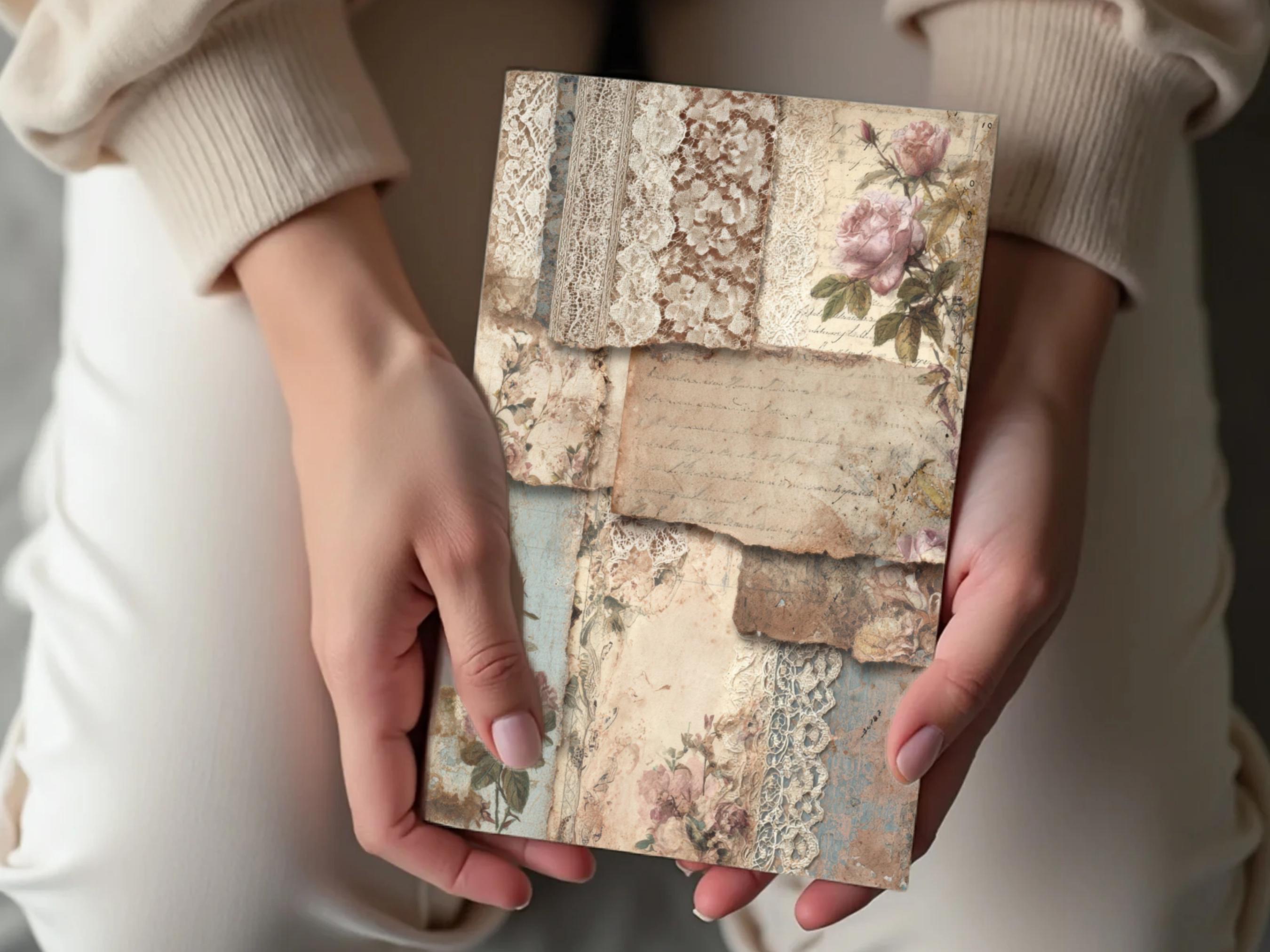 Vintage Floral Junk Journal Pages, Shabby Chic Paper Pack (PDF Download ...