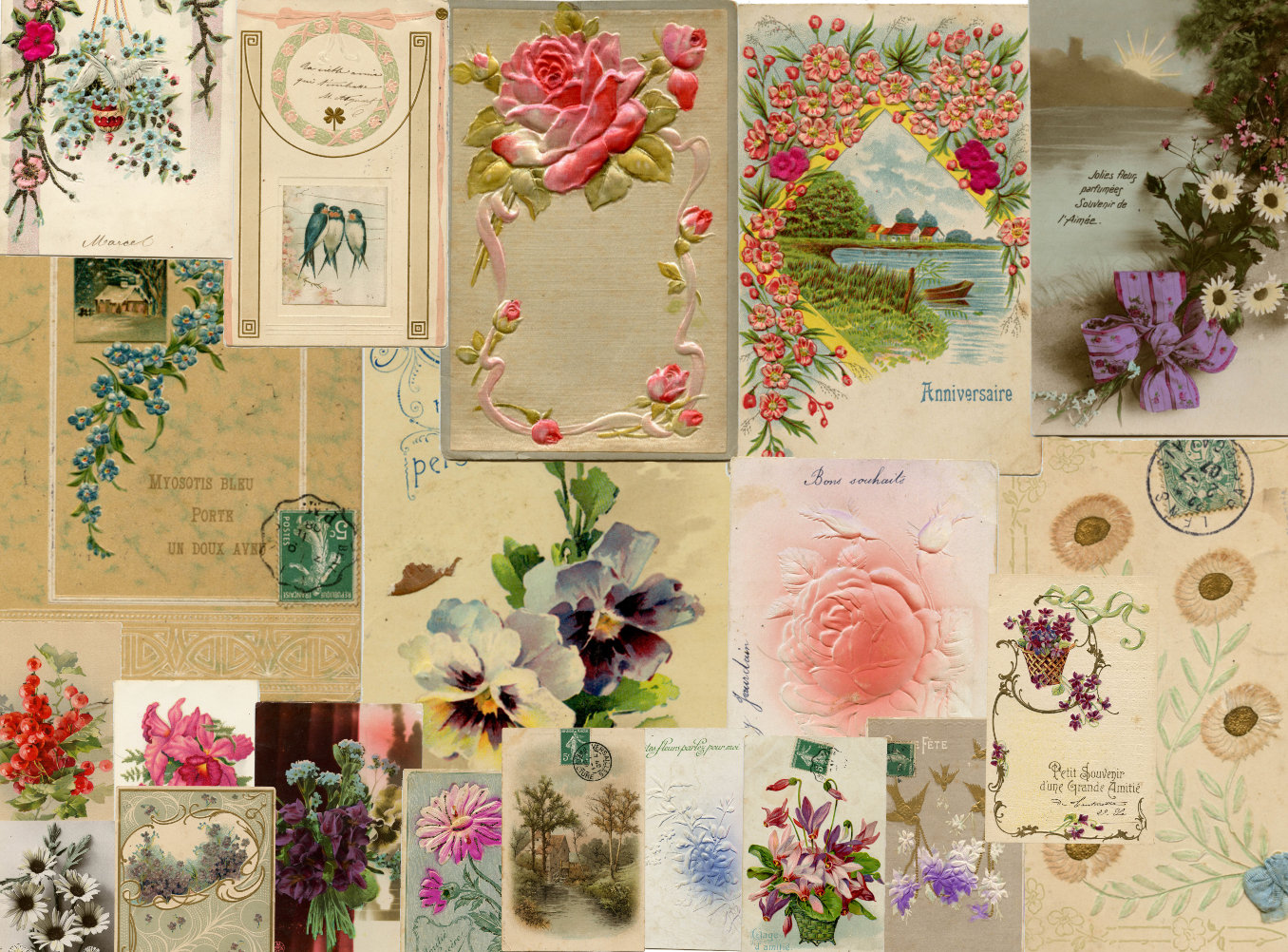 Antique French Postcards Vintage Floral Postcards Flowers - Etsy