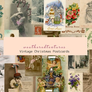 Französische Vintage Postkarten Printable, Weihnachten Digitale Postkarten Junk Journal Sammelalben Planer, Viktorianische Weihnachten, Journal Karten, Kit 10