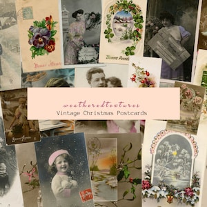 Weihnachten Postkarten zum Downloaden, Französische Vintage Postkarten, Set 1