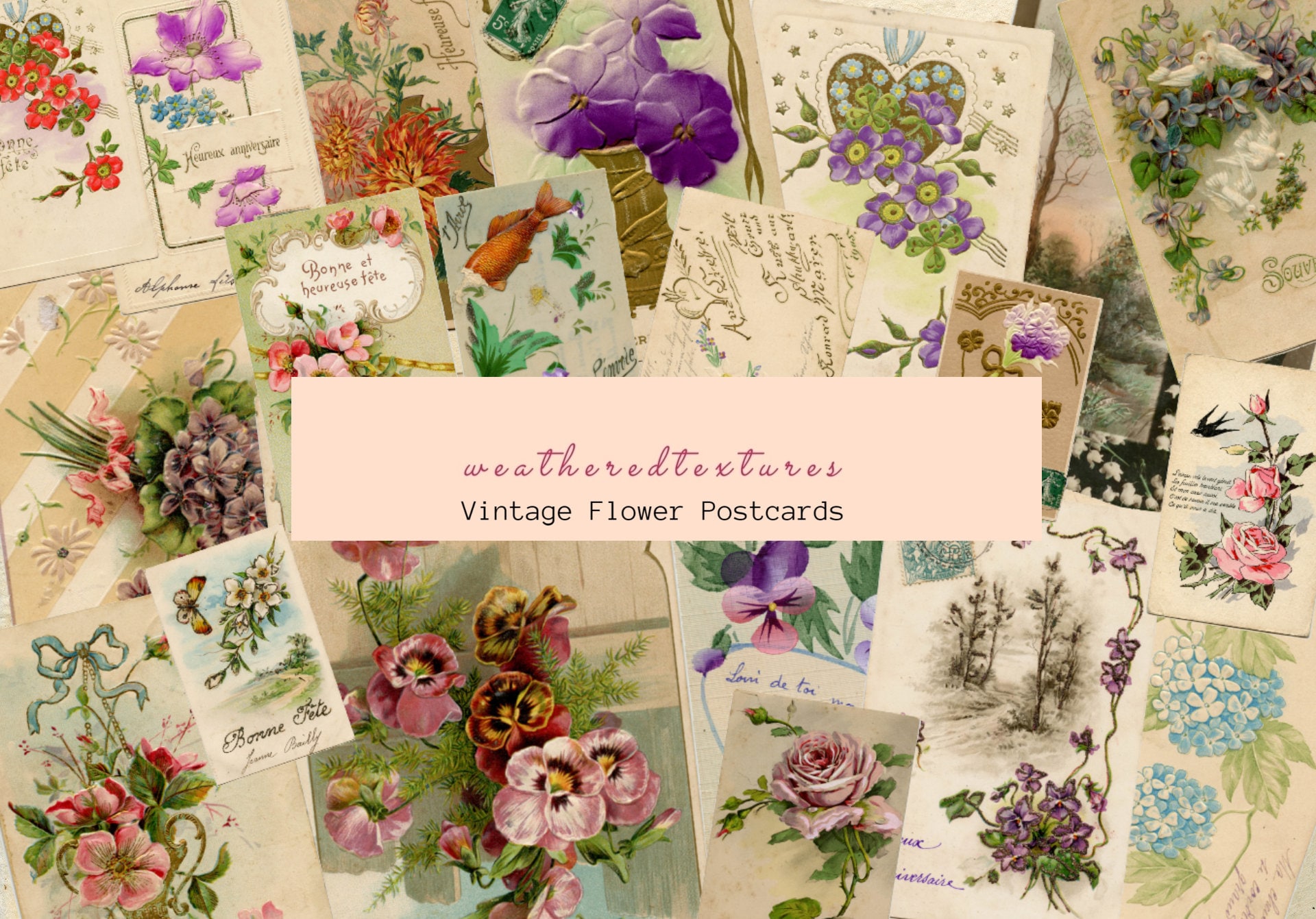 20 Floral Postcards French Flowers Postcards Junk Journal - Etsy