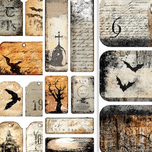 Vintage Halloween Labels: Spooky Digital Scrapbook Paper (PDF)