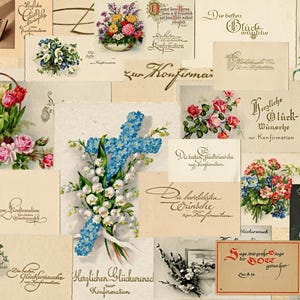 Biglietti di cresima vintage, regalo di cresima, saluti di cresima, benedizioni di cresima, biglietti di celebrazione religiosa DOWNLOAD IMMEDIATO