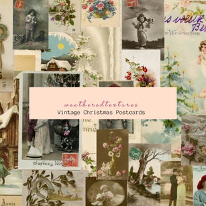 Weihnachten Postkarten zum Downloaden, Französische Vintage Postkarten, Kit 14