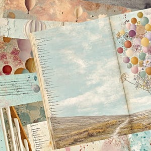 Happy Living Junk Journal Kit - Druckbare Journalseiten, inspirierende Ephemera, Dankbarkeit, Selbstfürsorge, achtsames Scrapbooking Kit 206