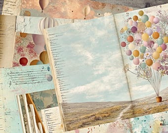 Happy Living Junk Journal Kit: Printable Ephemera Pages (Digital Download)