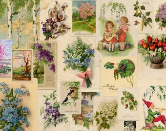 Postales vintage de primavera: Efímeras de diario basura (descarga digital)