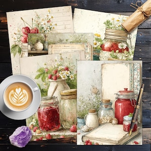 Jam Making Printable Kitchen Journal Pages - 20 Digital Sheets for Recipe Tracking & Commercial Use
