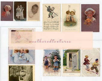 POSTCARDS Printable, Journaling, Junk Journal, Printable antique Postcards,, Ephemera paper set, Vintage Postcards Images, Paper Crafts,