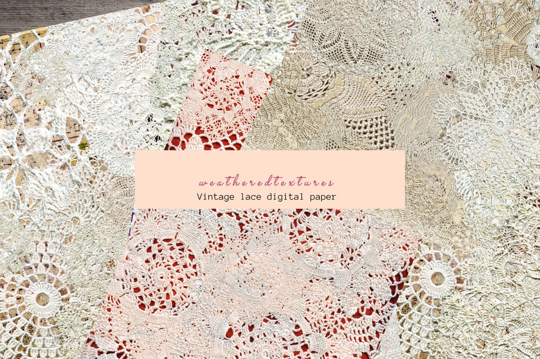 Lace Digital, Printable Kit, Lace Paper Kit, Junk Journal Kit, Collage ...