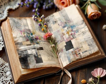 Mixed Media Art Journal: Abstract Textured Paper for Collage