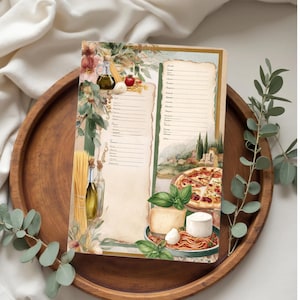 Páginas de receitas italianas vintage para impressão, 31 folhas de papel para escrever receitas para uso comercial e diário de culinária faça você mesmo, kit 224
