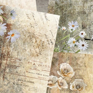 Printable junk journal kit, Digital download, 10 sheets paper pack - Kit 79