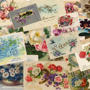 Vintage French Postcards, Vintage floral postcards, Flowers postcards, Printable Vintage Pictures - Junk Journal Supplies - Instant Download