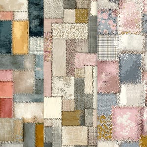 Vintage Patchwork Digital Paper Pack, Soft Pastel Textures (39 Pages)