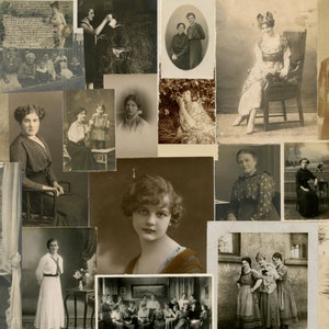 Printable Vintage Lady Postcards: 1900s-1920s Ephemera (Digital Download A4 Sheets)