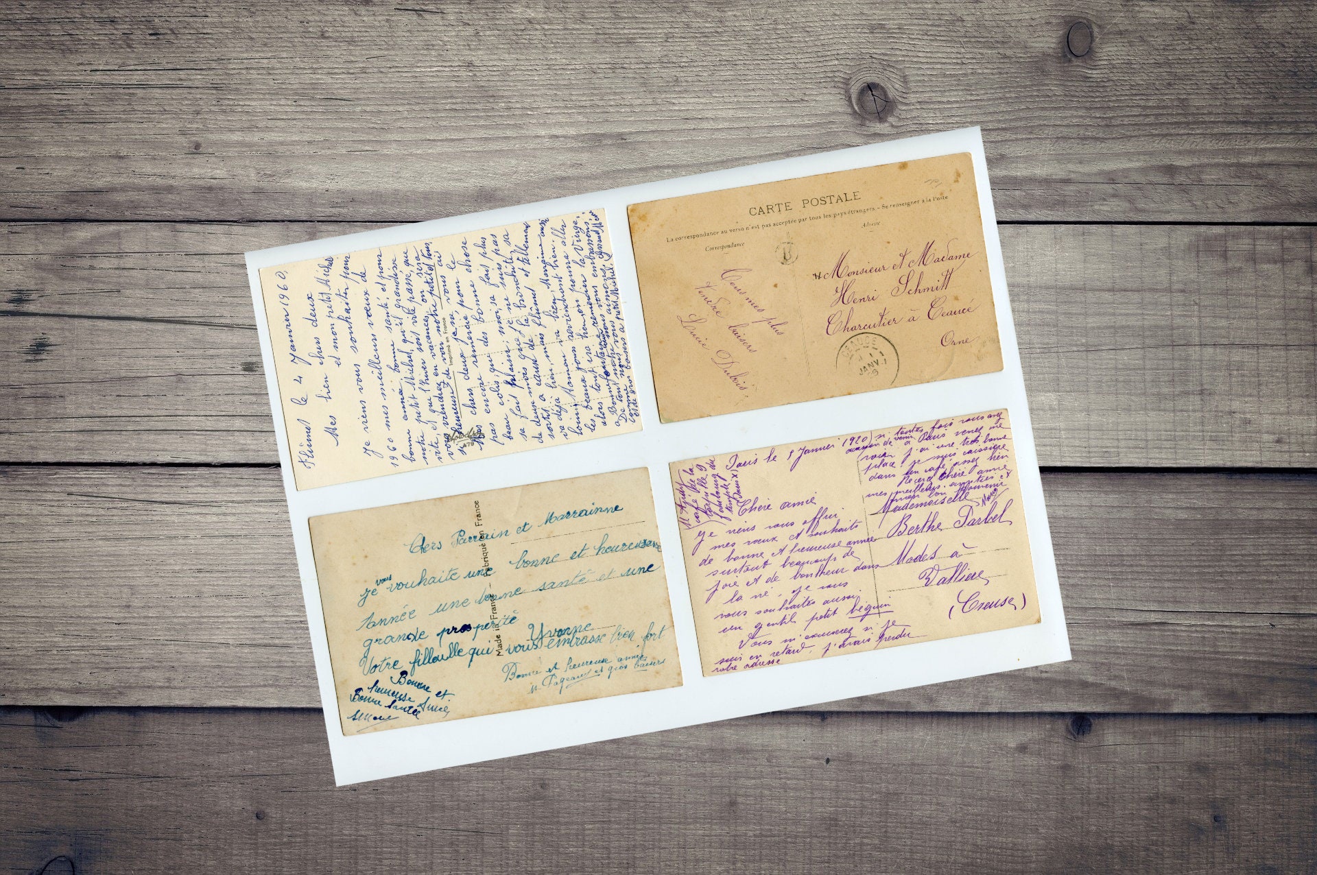 Vintage Postcards' Back in French 20 Handwritten French Etsy