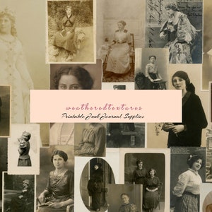 Digital printable postcards, 24 Postcards women 1900s - 1920s, Postcards vintage, postcards printable for junk journals
