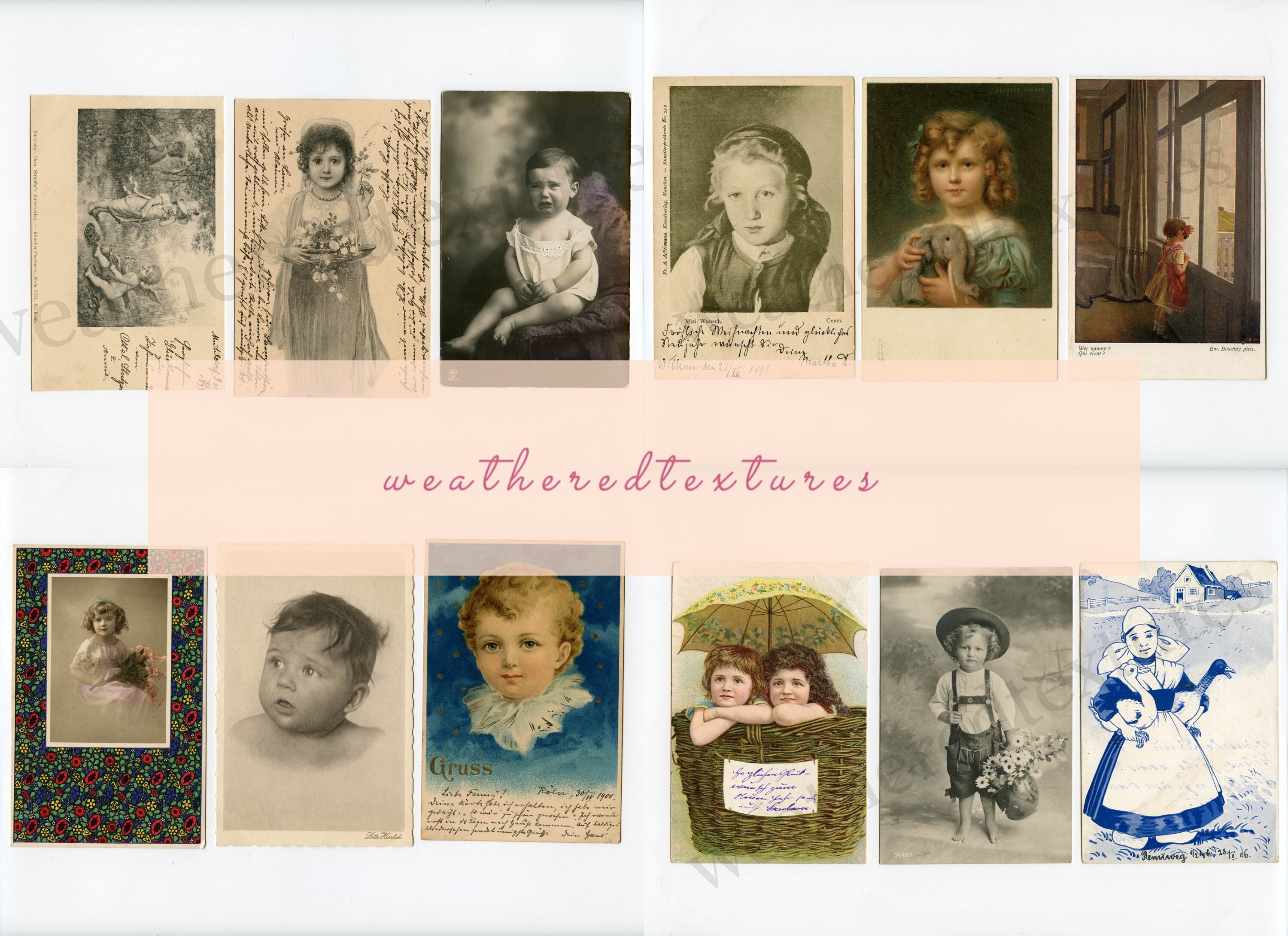 Digital Antique Postcards Children Postcards Antique Etsy