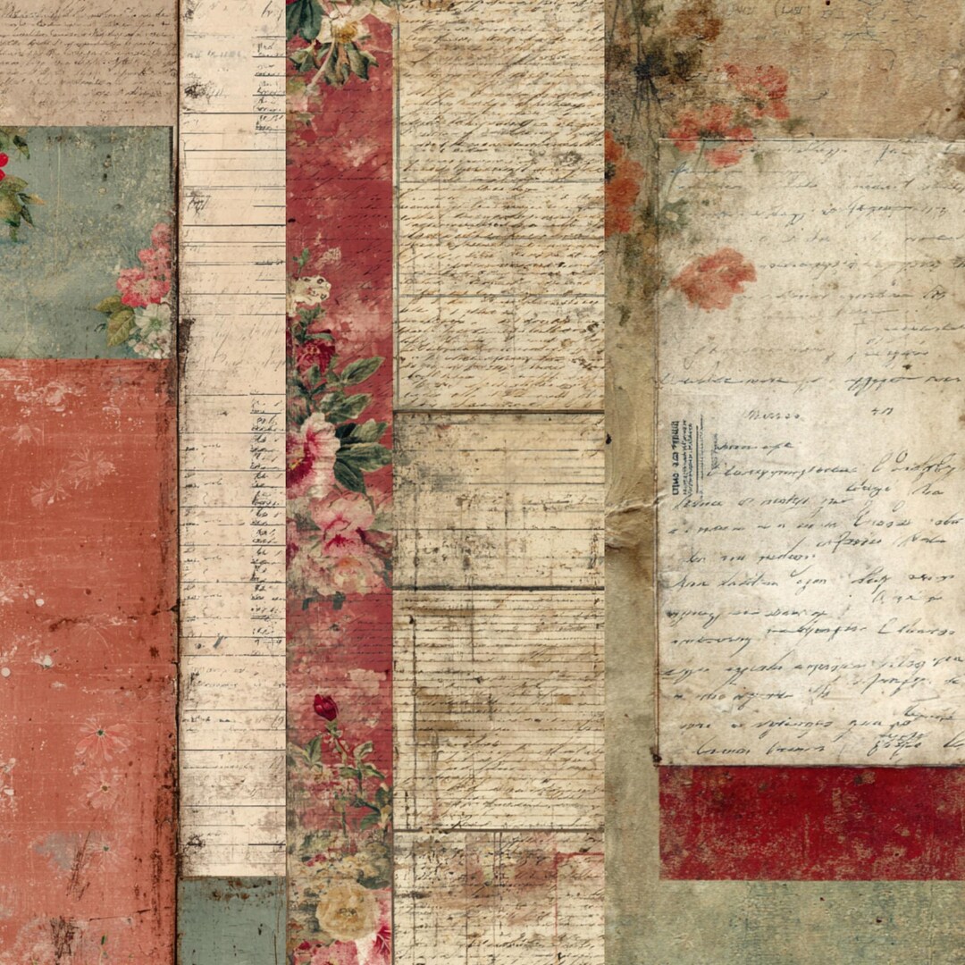 Distressed Junk Journal Pages | Vintage Ephemera Paper Kit (digital ...