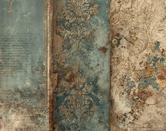 Vintage Background Papers, Junk Journal Paper Pack, Shabby Chic Collage Base (44 Pages PDF)