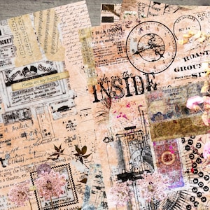 Junk Journal Printable Papers, 10 fogli digitali, download immediato, scrapbooking, fogli antichi, fogli collage - Kit 82