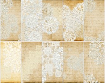 Vintage Music Notes & Lace Paper: Junk Journal Printable (Digital Download)