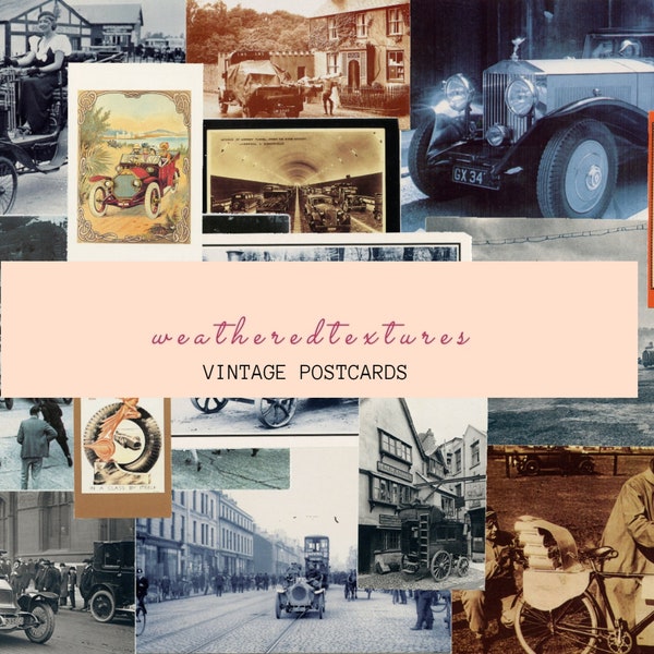 Cars ephemera, Vintage Cars postcards, Printable Digital download Junk Journal, Scrapbooking, Paper Crafts