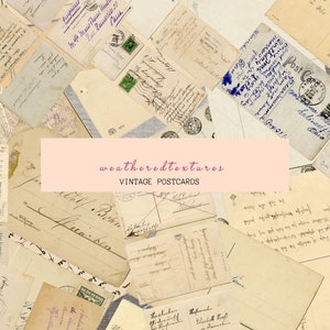 Handgeschriebene Postkarten Vintage druckbare Ephemera Digital Download Collage Sheets. 79 Vintage druckbare handgeschriebene Postkarten