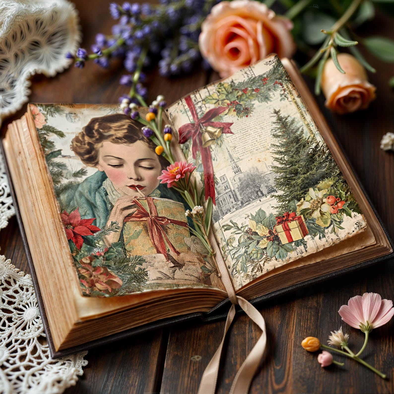 Vintage Christmas Junk Journal Kit, Holiday Ephemera (26 Page PDF) - Etsy