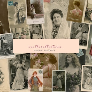 Cartões postais franceses imprimíveis, diário de lixo feminino vintage, coisas efêmeras de diário de lixo, retratos antigos digitais, fotos de mulheres francesas vintage
