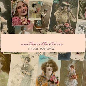Druckbare Französische Postkarten, Junk Journal Vintage Frauen, Junk Journaling Ephemera, Digitale Antike Porträts, Vintage Französin Bilder