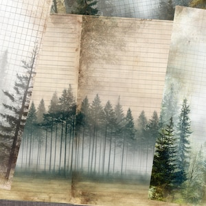 Páginas de diário da floresta mística – 79 folhas imprimíveis para uso comercial, papel de carta vintage com tema de natureza, suprimentos para scrapbooking digital