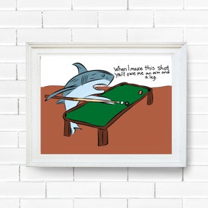 Pool Shark Printable Billiards Wall Art For Man Cave Wall Art For Billiards Shark Printable Pool Shark Wall Art